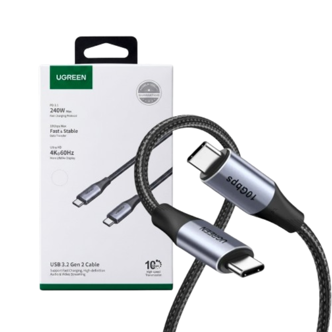 Cable Ugreen USB-C a USB-C 240W 1 Metro 10Gbps 4K